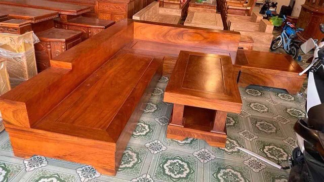 Bàn ghế sopha gỗ gõ đỏ kê góc