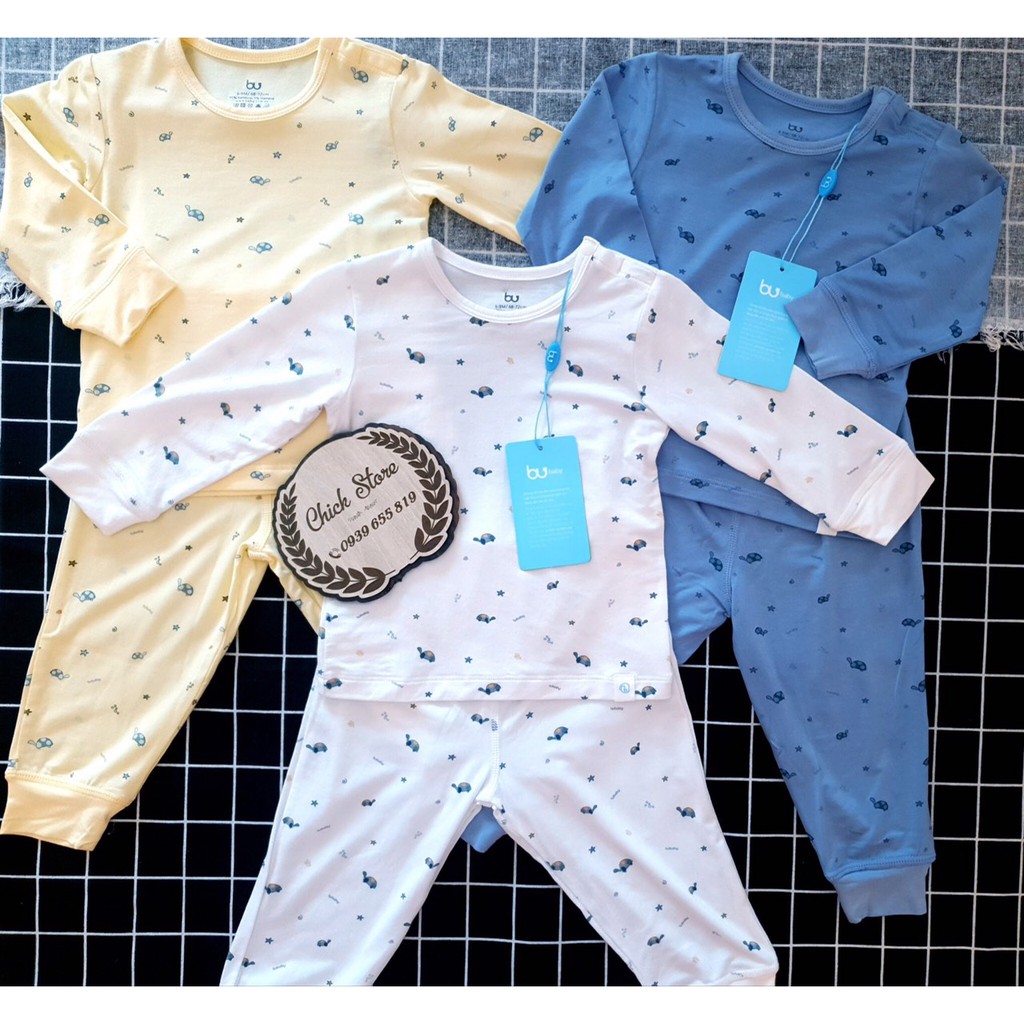 [Sale][Bu Baby - Tay Dài - In Hình Rùa] Bộ Quần Áo Trẻ Em Dài Tay 2019 BU In Rùa Vải Sợi Tre An Toàn Cho Bé