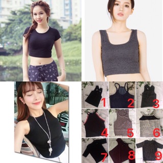 Áo thun croptop - hình chụp thật -