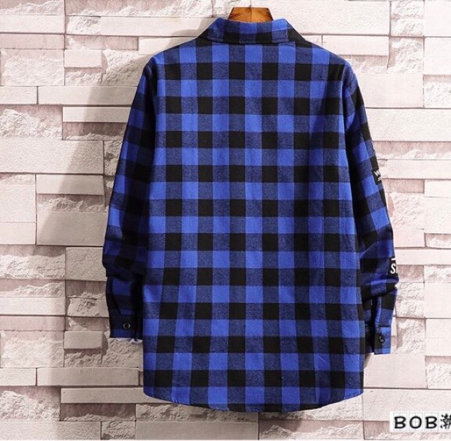 Áo sơ mi caro flannel form rộng NoBrand