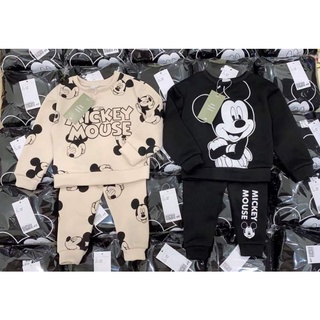 Set 2 bộ nỉ bông MICKEY đen - be