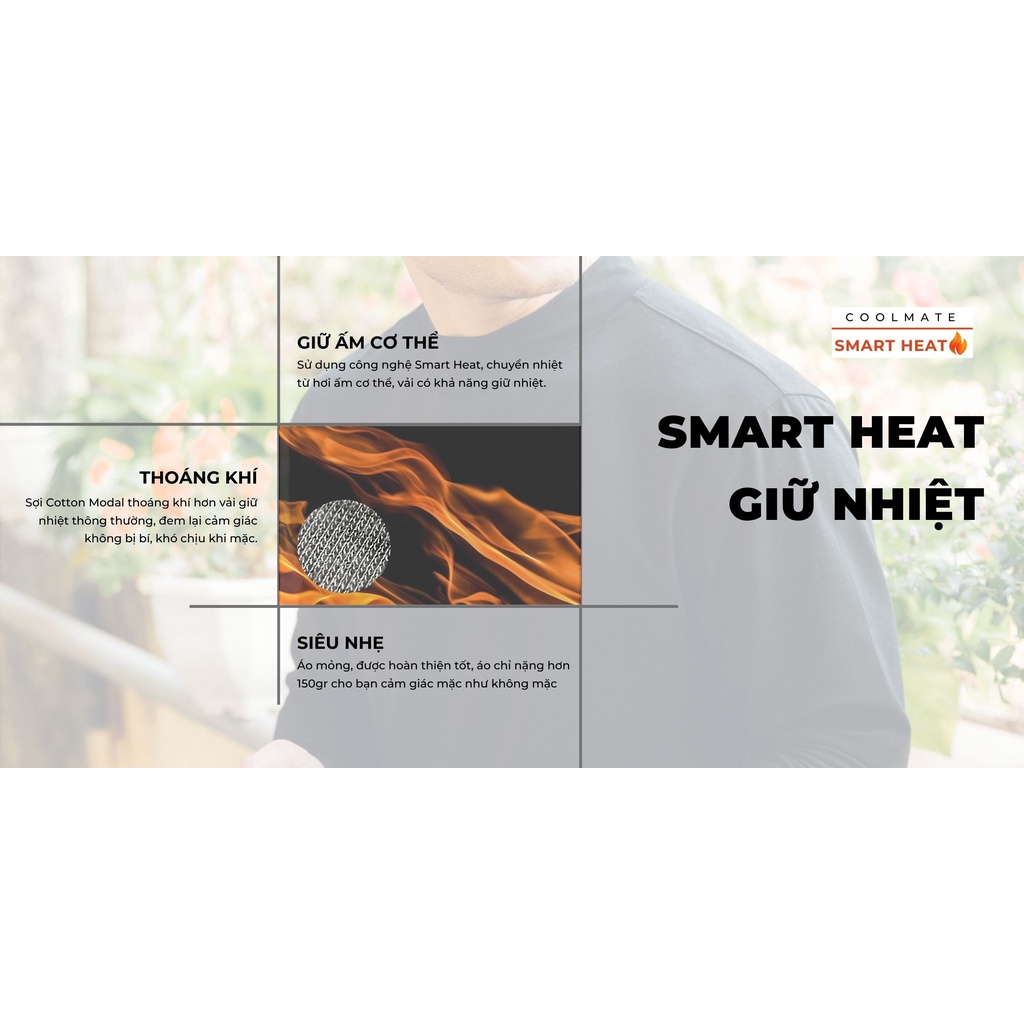 Áo giữ nhiệt nam Smart Heat giữ ấm siêu nhẹ thoáng khí thương hiệu Coolmate