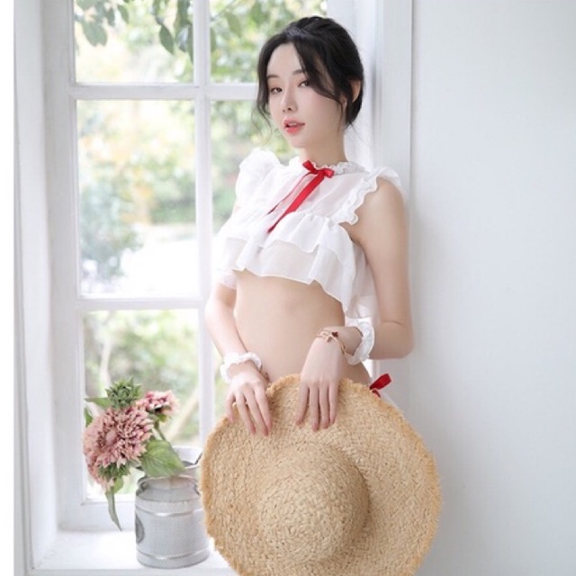 Đồ ngủ sexy cosplay tiểu thư trắng quyến rũ gợi cảm - Chất liệu mềm mại, Free size dưới 52kg | BigBuy360 - bigbuy360.vn