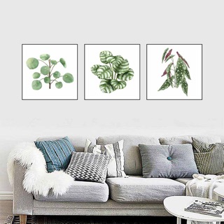 Bộ 3 tranh canvas lá cây SR37 KÍCH THƯỚC 40CM x 40CM X 3 TẤM (khung viền đen)