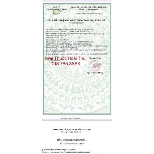 CITI 500 Vshine - Giảm đau đầu ,hoa mắt,chóng mặt,người bị suy giảm trí nhớ