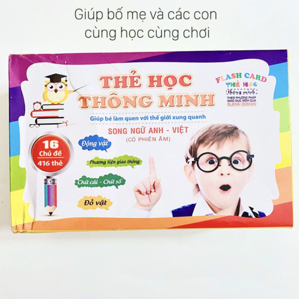 Bộ Thẻ Học Thông Minh 16 Chủ Đề Tiếng Anh, Tiếng Việt Giúp Bé Vừa Chơi Vừa Học