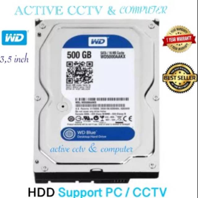 Ổ Cứng Wdc Wd Blue 500gb Hdd Cho Cctv Dvr Pc 35 In 500 Gb Internal Inch Sata