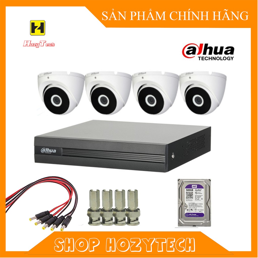 Bộ đầu thu ghi hình camera IP - analog DAHUA 1000GB  4 mắt analog 2.0mpx tặng 60m dây chính hãng DSS bảo hành 2 năm