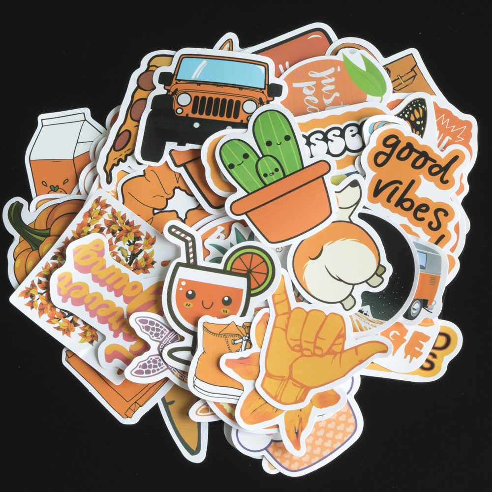 Bộ 50 sticker dán trang trí laptop, vali, xe máy, xe đạp, ván trượt, đàn guitar,đàn ukelele, mũ bảo hiểm,... cute