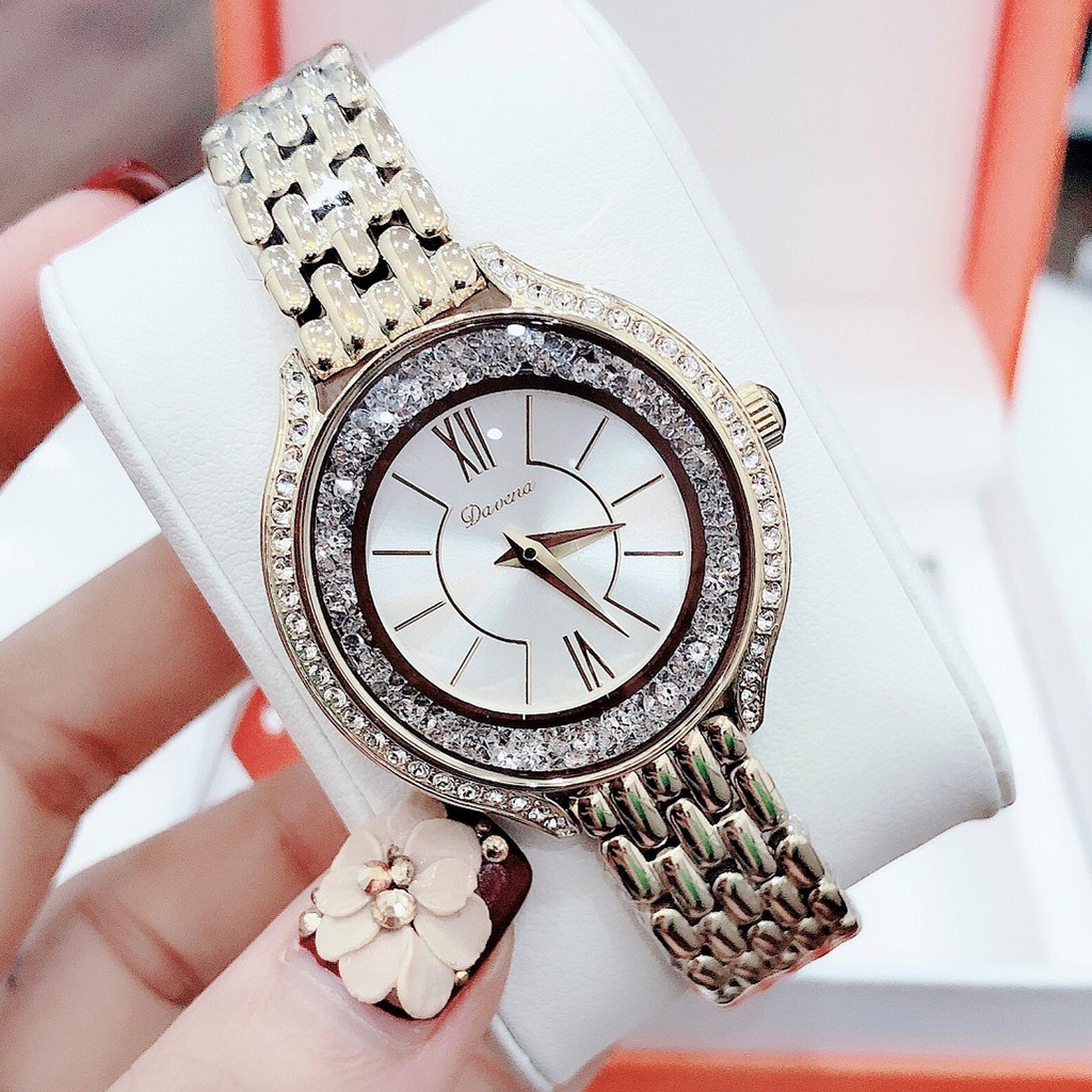 Đồng Hồ Nữ Davena 61666 Gold Mặt Đá 32mm Chính Hãng