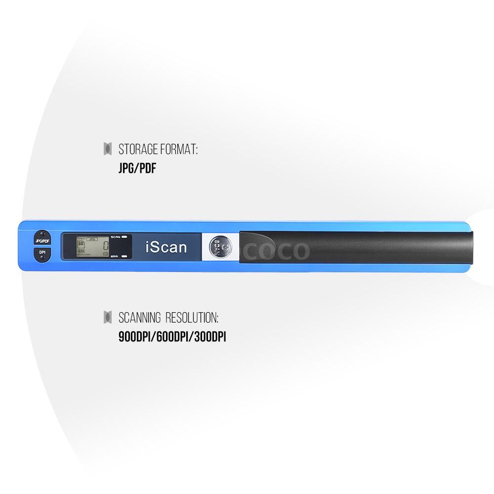 Máy scan tài liệu khổ A4 cầm tay không dây có màn hình LCD 900DPI định dạng JPG/PDF kèm túi đựng tiện lợi