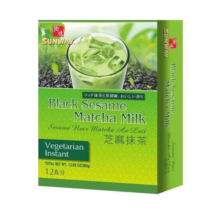 ( Bán sỉ ) Thùng 12 hộp Bột trà sữa Sunway vị Trà xanh & Mè đen hộp 360gr (12 gói)