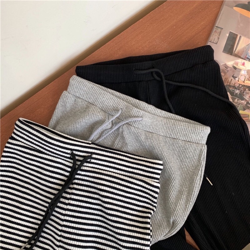 Quần Legging Menlo Ống Loe Thun Gân Rút Eo Tôn Dáng Đủ 3 Màu