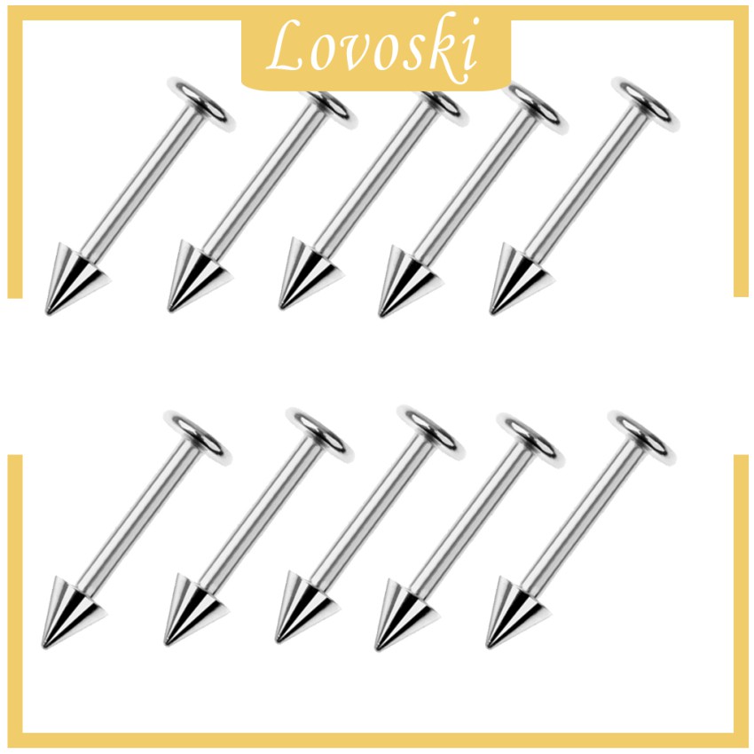 Bộ 10 khuyên môi bằng thép không gỉ an toàn 16g