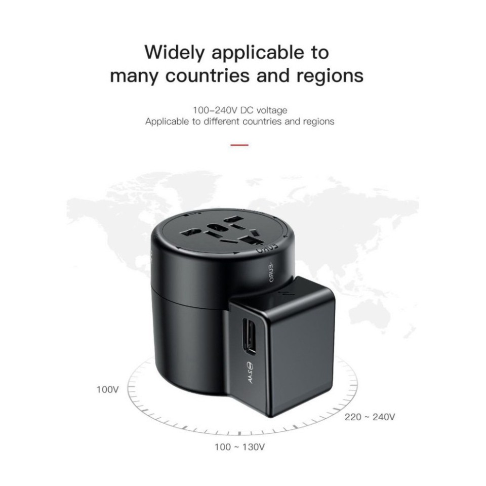 Ổ cắm điện thông minh đa năng chuẩn tất cả các nước quốc tế ( Chuyên dụng đi du lịch nước ngoài ) tích hợp 2 CỔNG USB