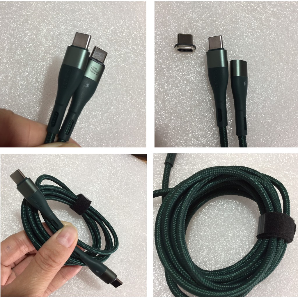 [C to C]Cáp sạc từ 100W Baseus Zinc Magnetic Safe Fast Charging Data Cable CATXC-Q06(1,5m)
