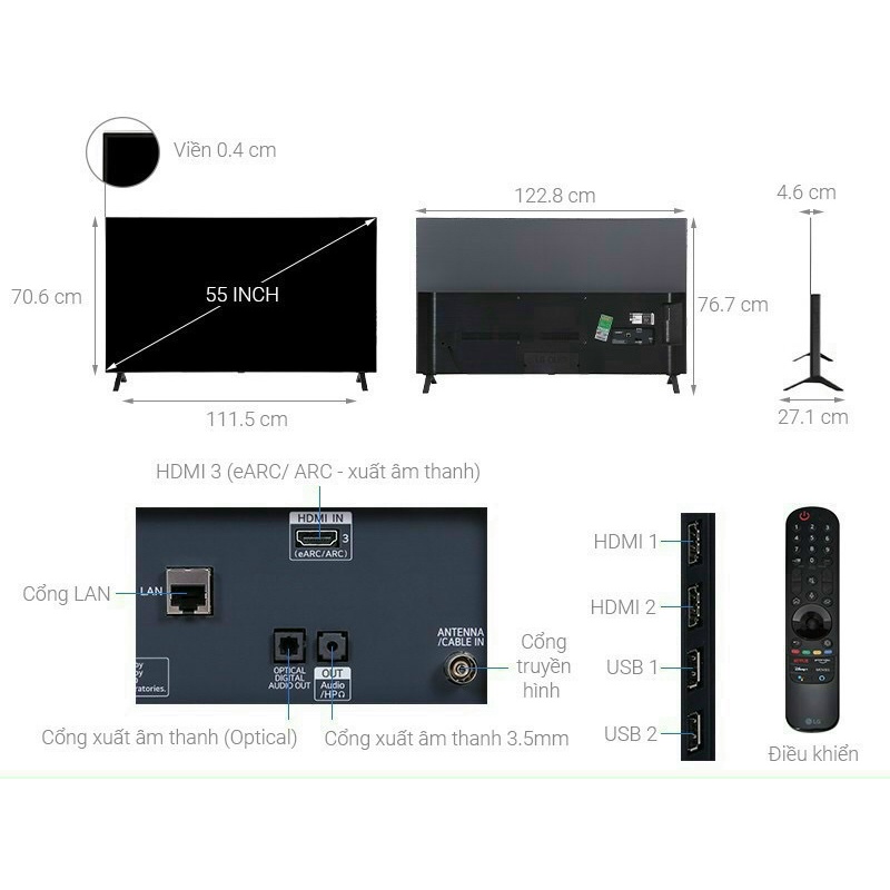 Smart Tivi OLED LG 4K 55 inch 55A1PTA