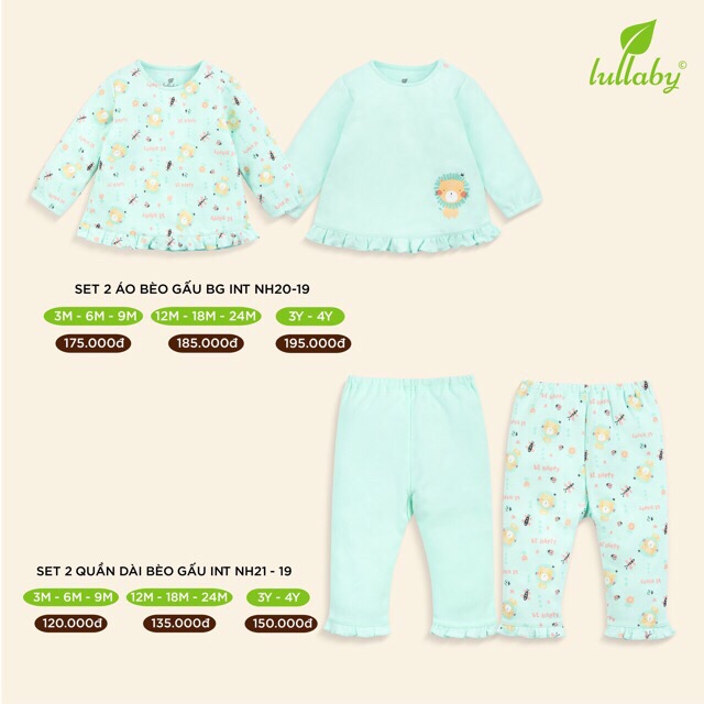 Set 2 áo/ 2 quần Thu Đông Lullaby 2019