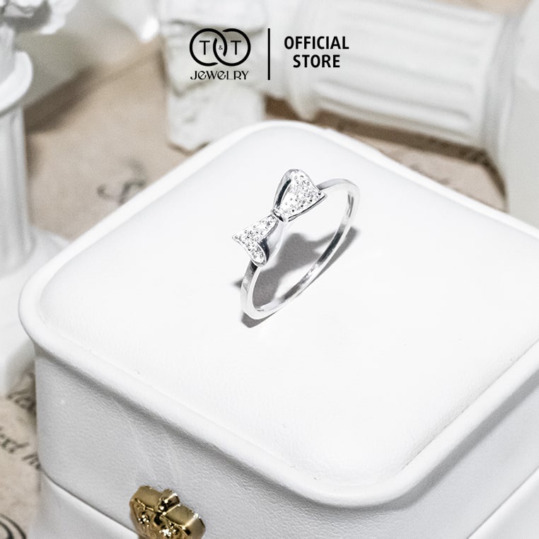 Nhẫn Bạc Nữ s925 Bạc Ý Nơ Sang Trọng - T&amp;T Jewelry cao cấp NN063