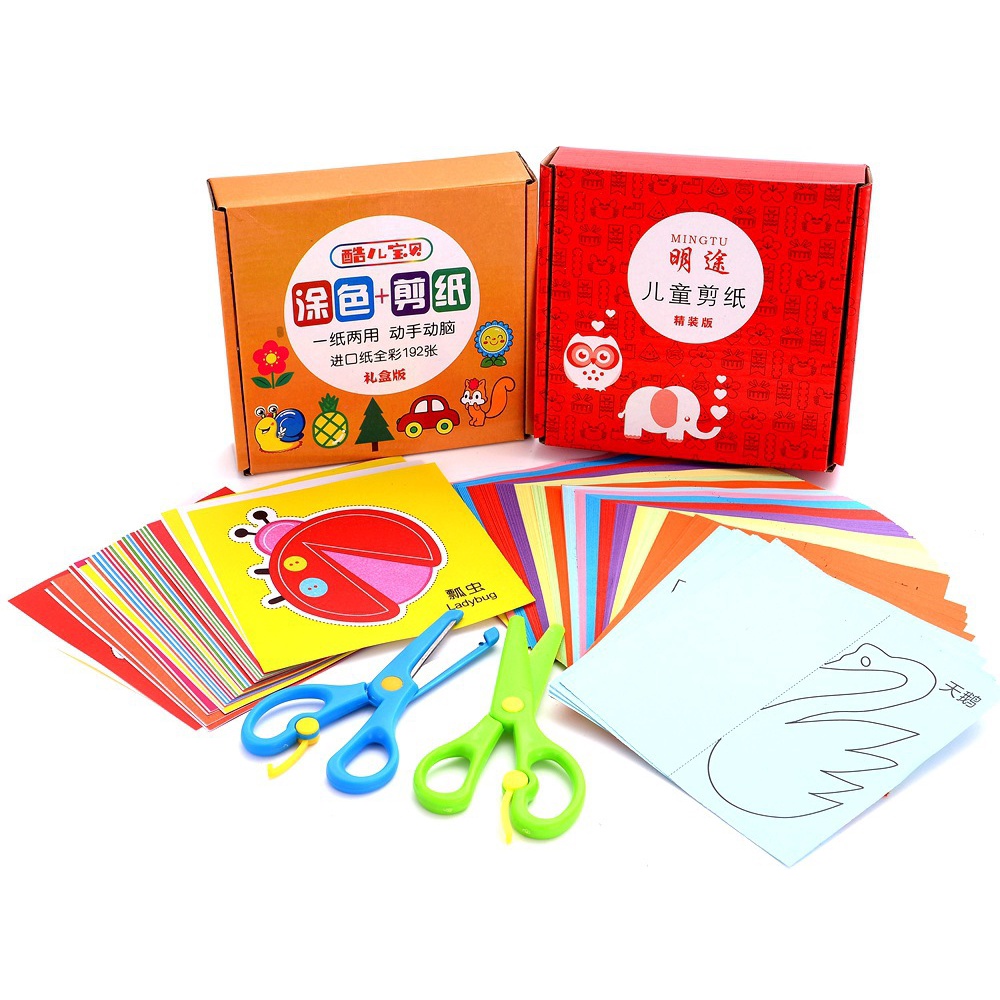 Giấy tô màu và tranh sách cắt giấy cho trẻ sơ sinh và trẻ nhỏ, giấy gấp thủ công in sẵn hoạt hình DIY cho bé mẫu giáo