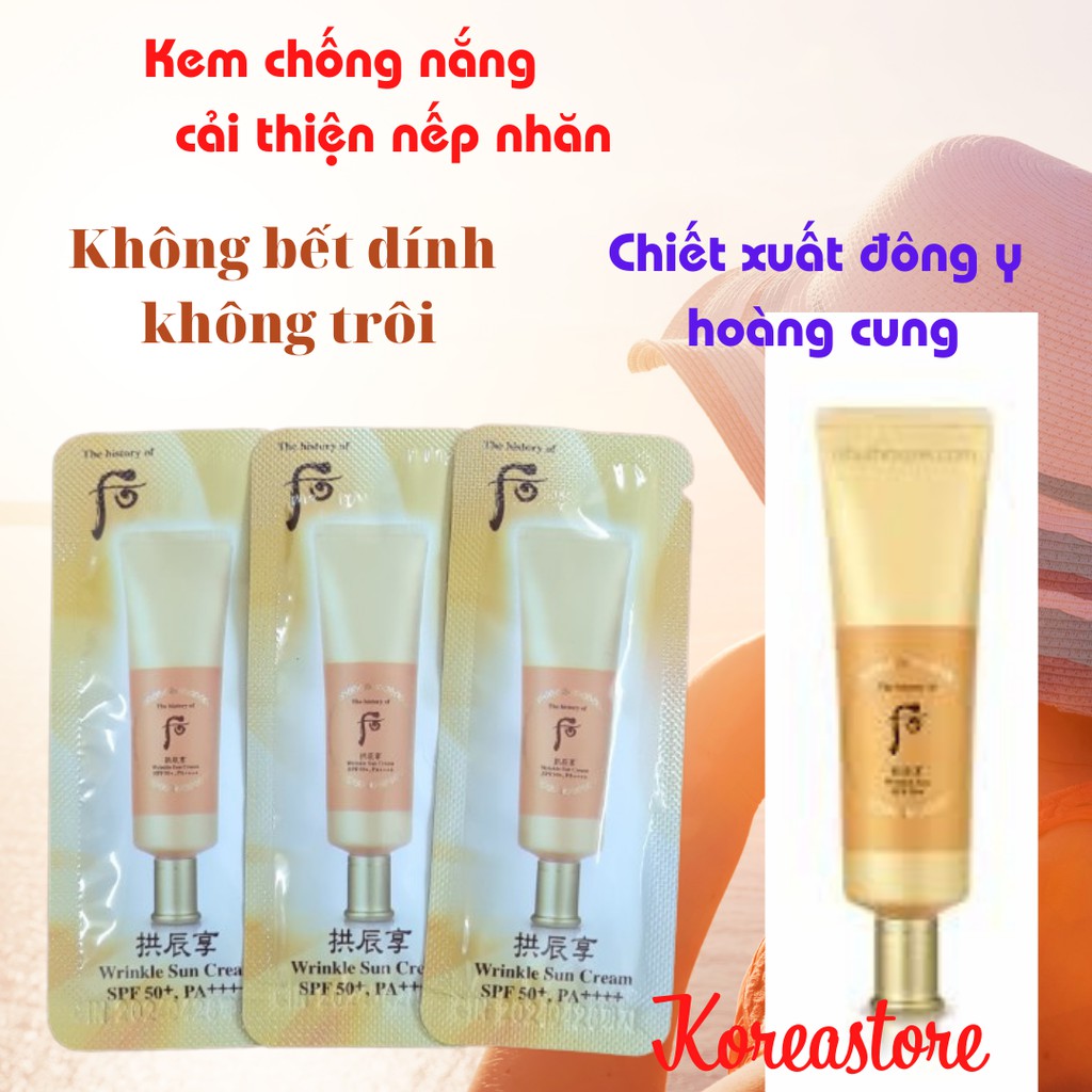 Kem chống nắng Whoo chống nhăn 1ml - WHOO  WRINKLE SUN CREAM SPF50+/PA+++ (date 2024)