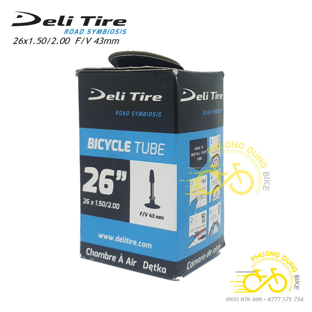Ruột (Săm) xe đạp Deli Tire 26x1.5-2.0 43mm Van Pháp - Van Xe Đạp