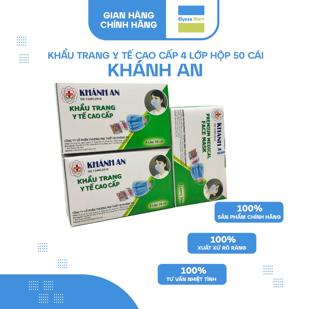 KHẨU TRANG Y TẾ CAO CẤP 4 LỚP KHÁNH AN HỘP 50 CHIẾC