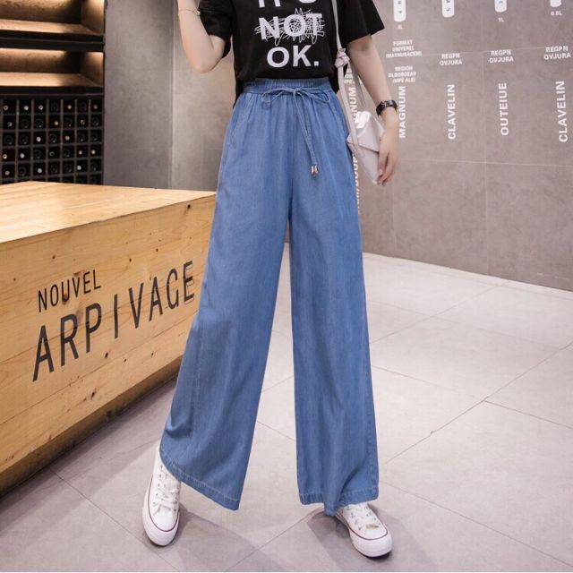 HÀNG NHẬP KHẨU -  Quần ống rộng - Quần jeans ống rộng lưng thun A021 - quần nữ ống suông _ shop Thảo Tiên - Hàng Nhập Kh