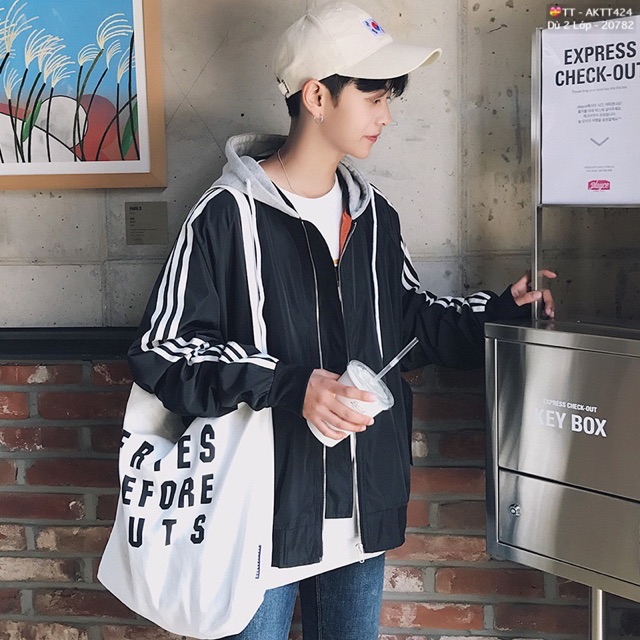 🎆𝐃𝐮̀ 𝟐 𝐋𝐨̛́𝐩🎆 BAC Áo Khoác Dù Phối Nón Nỉ Tay Sọc (Kèm Video, Hình Thật) | BigBuy360 - bigbuy360.vn