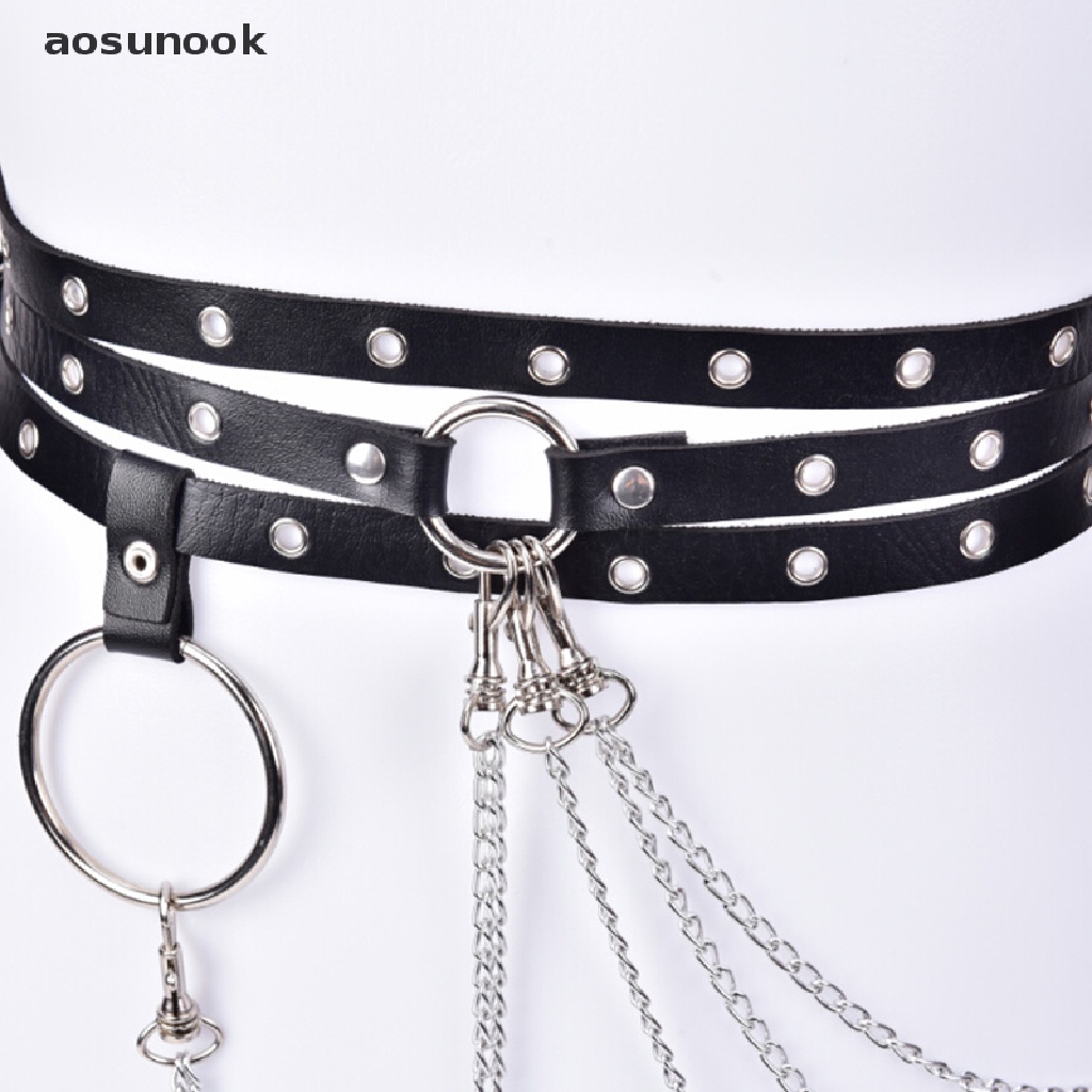 Thắt lưng nữ garter dây xích buộc eo phối da giả phong cách Punk