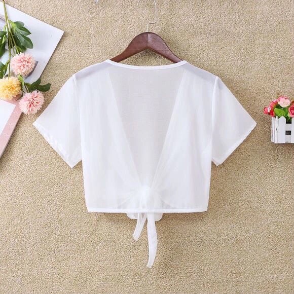 Áo Khoác Voan Mỏng Tay Ngắn Dễ Phối Đồ Thời Trang Cho Nữ###