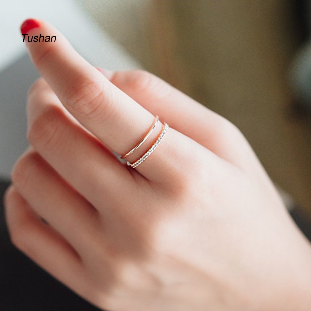 Ống Xả Khí Thải Chuyên Dụng Chất Lượng CaoNhẫn Hở Hai Lớp Đính Đá Đơn Giản Cho Nữ