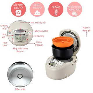 Nồi cơm điện tử TIGER JAX-R18W 1.8L
