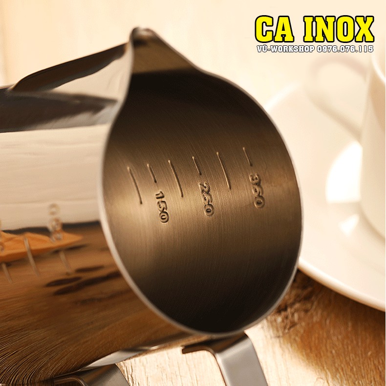 Ca Inox đánh sữa  nấu sáp nến, nấu đất sáp, pha cafe - 350ml, 600ml và 900ml