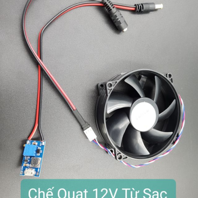 Bộ Quạt 12V Sử Dụng Sạc Dự Phòng , Sạc Điện Thoại 5V