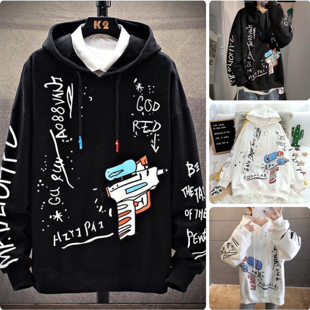 Áo Hoodie Nón Chui Trùm Đầu Nữ Nam Unisex Chất Vải Nỉ Poly Unisex Nam Nữ, In Súng Nước WAH019 | BigBuy360 - bigbuy360.vn