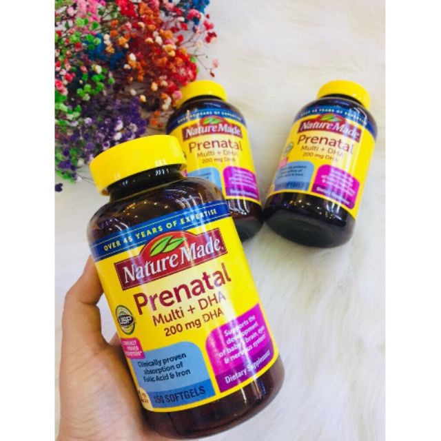 Vitamin bà bầu Prenatal + DHA 200mg Nature Made - Mỹ (150v)