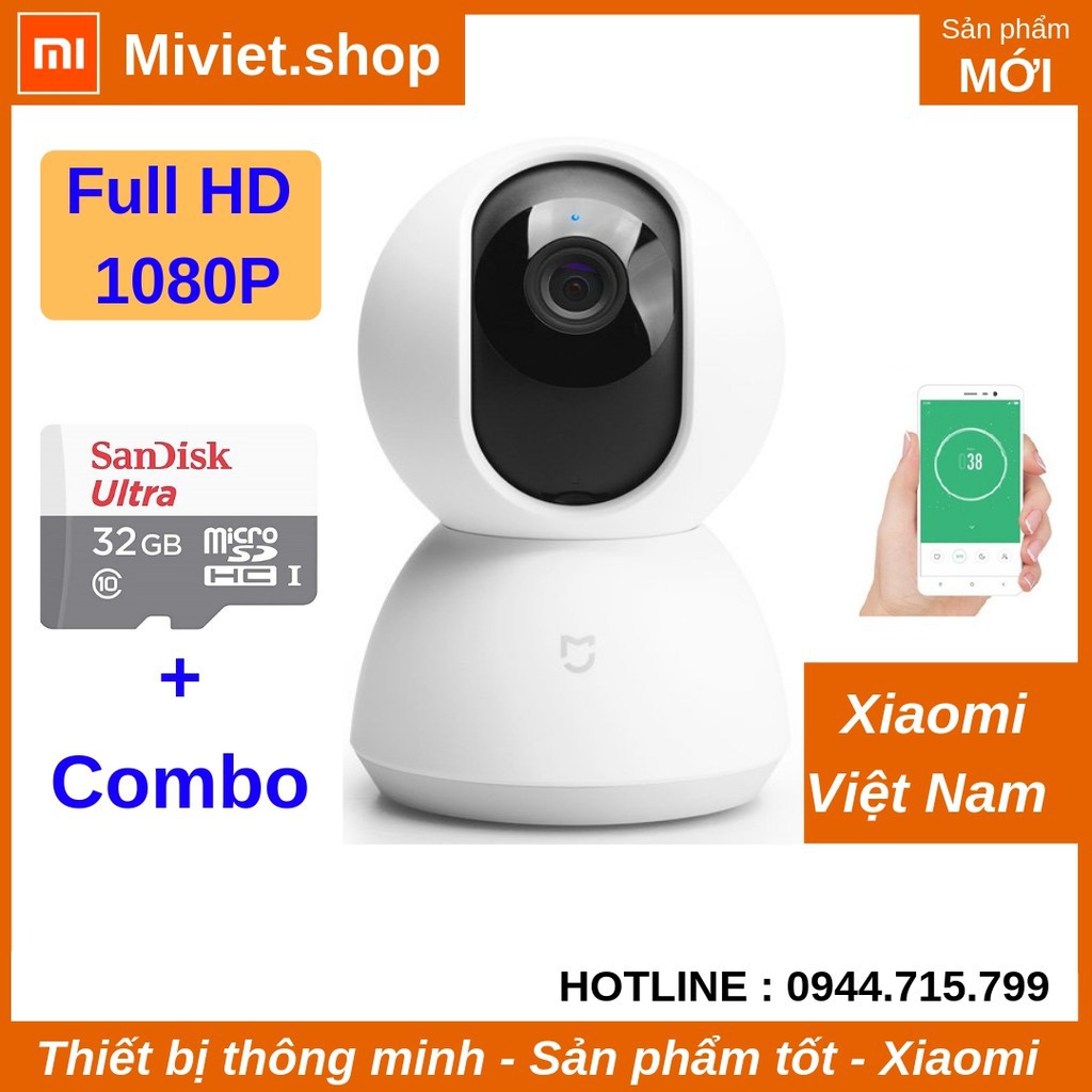 Camera Ip Xoay 360 Độ Xiaomi Mijia 1080p 2018 - Thẻ nhớ 32G - Chính Hãng