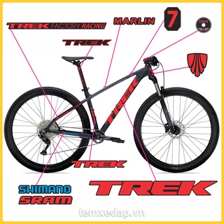 Tem decal dán đổi màu sườn xe đạp địa hình TREK MARLIN 7 2021 - Sườn đen | Sticker sườn xe đạp | Temxedap.vn