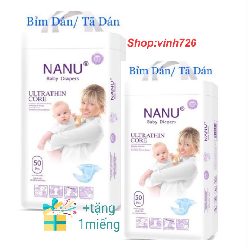 Bỉm tã dán NANU S100/M100 hàng cao cấp xuất nhật,kháng khuẩn, siêu mềm mỏng, siêu thấm hút