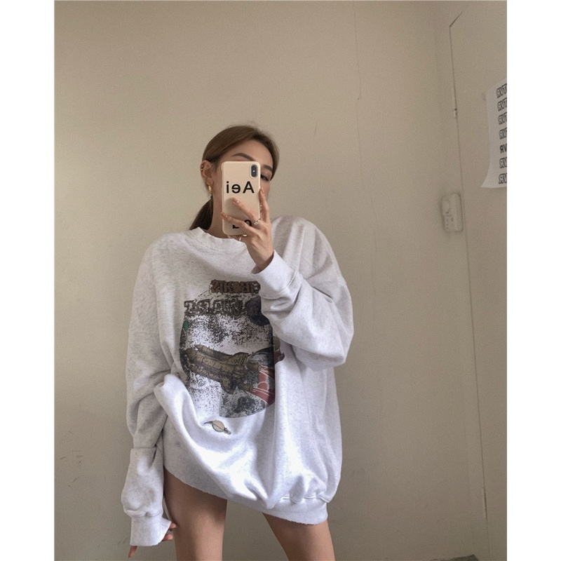 Áo Sweatshirt Tay Dài Cổ Tròn Dáng Rộng In Họa Tiết Phong Cách Hàn Quốc Thời Trang Mùa Thu Cho Nữ | BigBuy360 - bigbuy360.vn