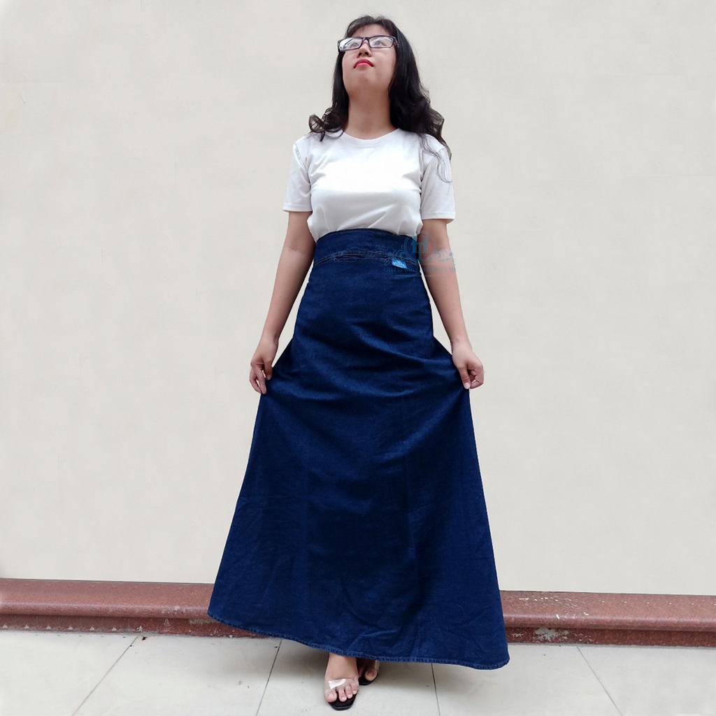 Váy Chống Nắng Xòe Trơn Vải Jean Mềm Đơn Giản Có Nút Bấm Chắc Chắn H&amp;T Fashion