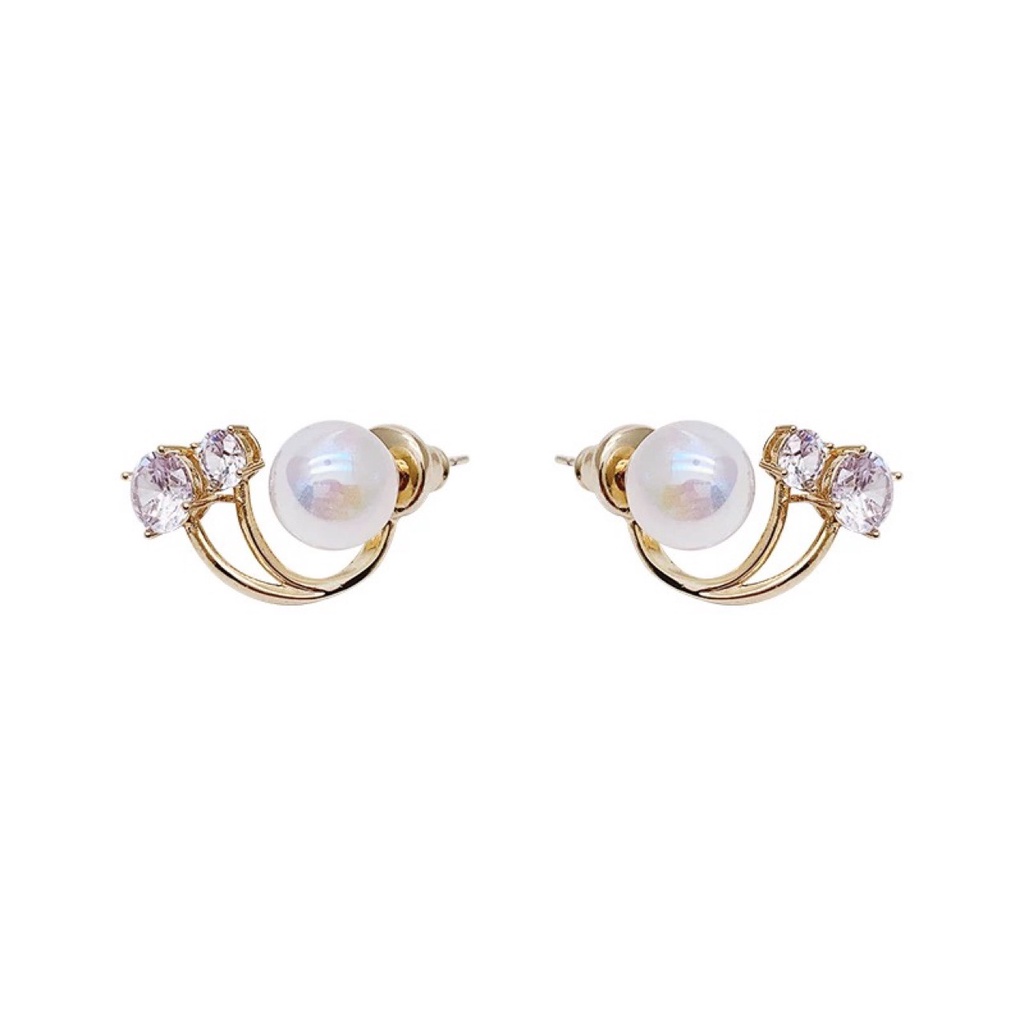 2022 Khuyên Tai Bạc Đính Ngọc Trai Ji Hình Nàng Tiên Cá Hai Cách Mang