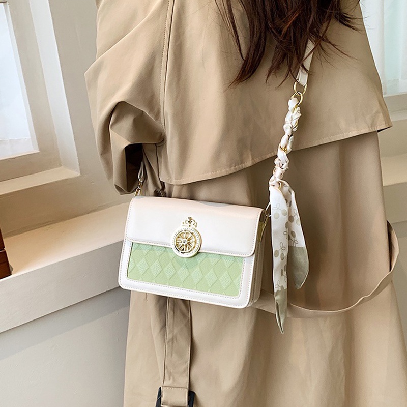 Túi Đeo Vai Hình Vuông Cỡ Nhỏ Màu Sắc Tương Phản Phong Cách Cổ Điển Thời Trang Cho Nữ