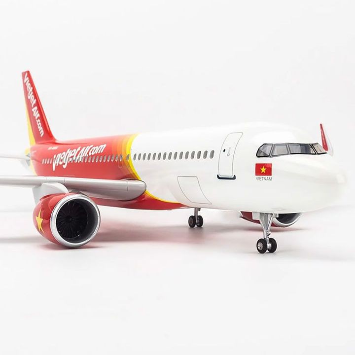Mô hình Máy bay lắp ghép Vietjet Air Airbus A320 47cm Có đèn led