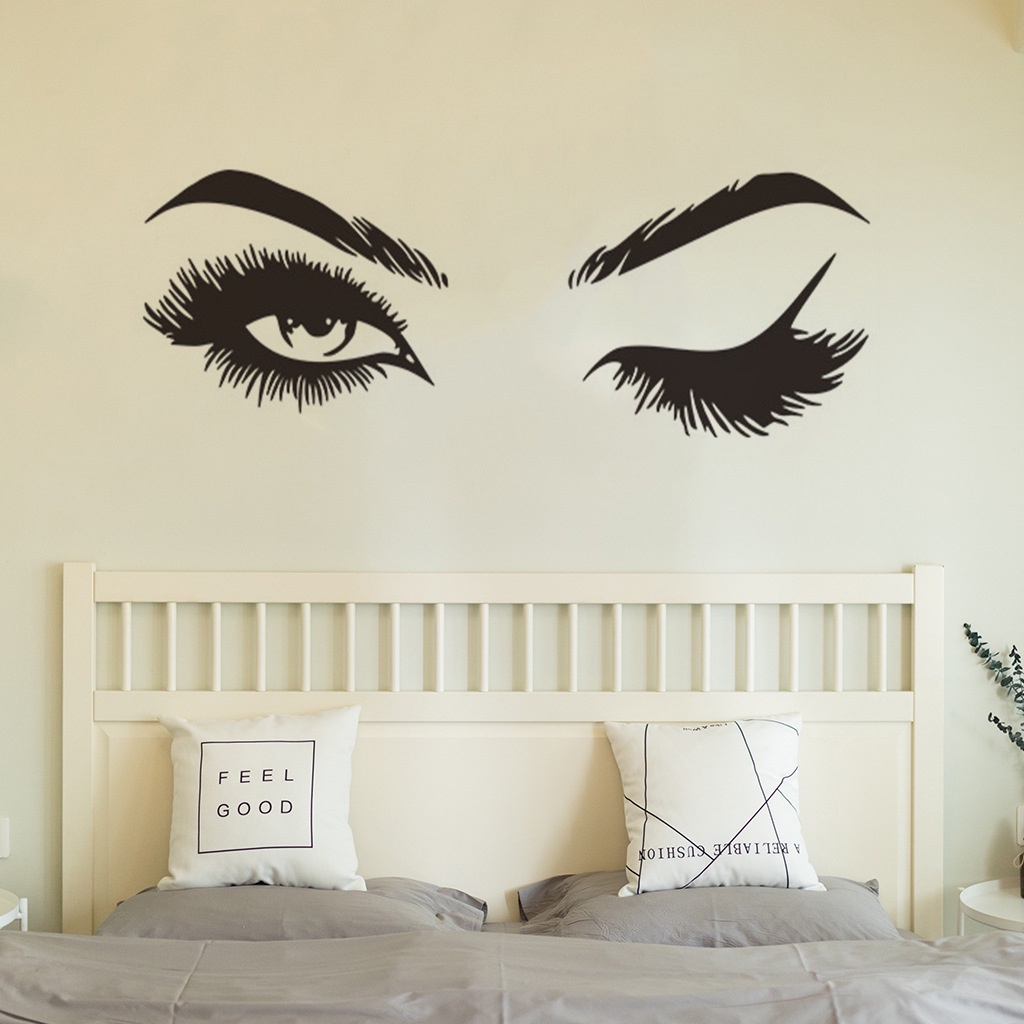 Đề Can Dán Tường Hình Lông Mi / Lông Mày Độc Đáo Trang Trí Nhà Cửa DIY