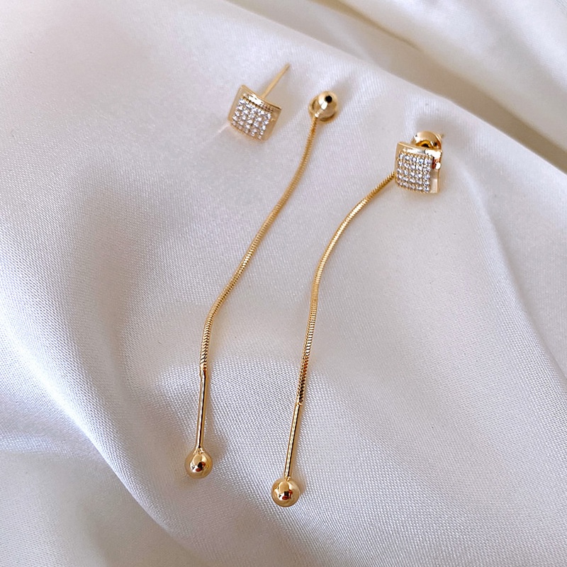 Khuyên Tai Dáng Dài Đính Đá Hình Mặt Trăng Ngôi Sao Thời Trang Hàn Quốc