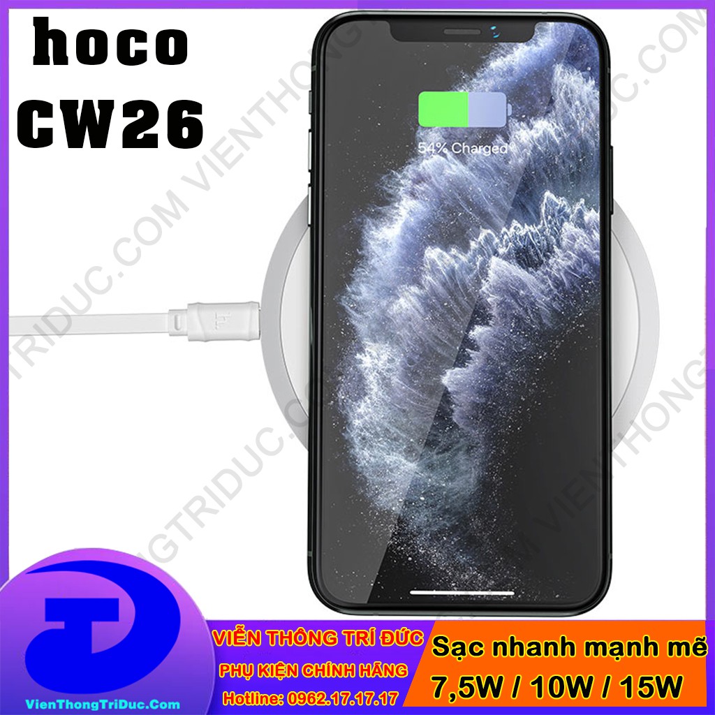 [ CHUẨN Qi ] Đế Sạc Nhanh Không Dây 2 In 1  Hoco CW23 - CW26 - Công Suất Mạnh Mẽ -Tương Thích Điện Thoại Và Tai Nghe TWS