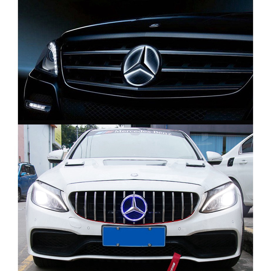 In stock Car Front Center LED Light Grille Emblem Badge Decal for Mercedes Benz W166 W176 W204 W207 W212 W218 W245 W251 W463 Accessories