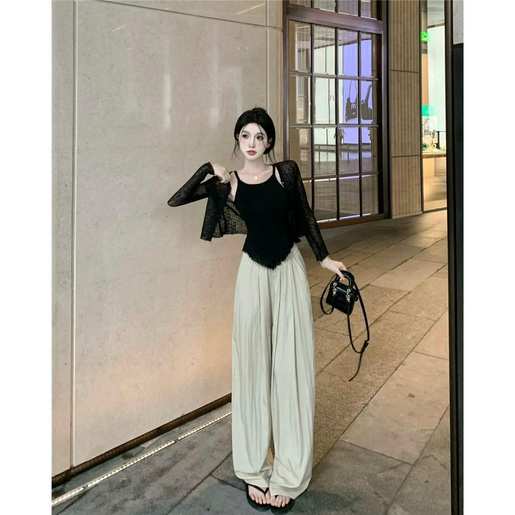 Set Áo Tank Top Hai Dây Hở Lưng + Quần Lót Quyến Rũ Cho Nữ